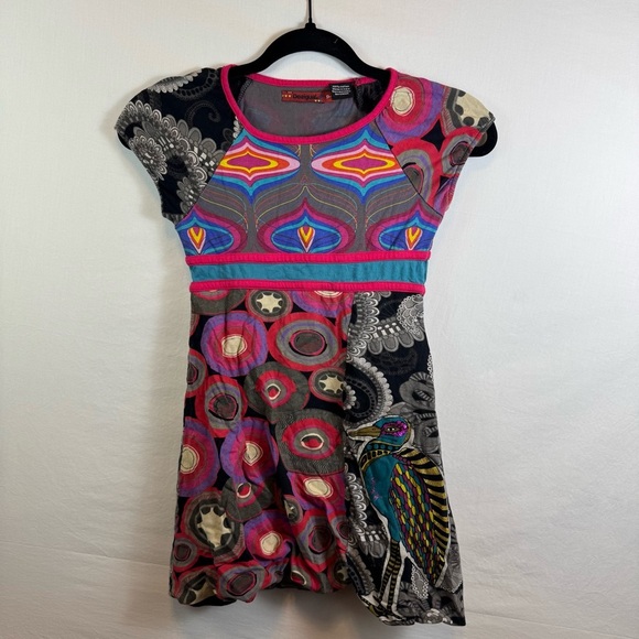 Desigual Colorful Designed Short Sleeve Dress Girls Size 9-10 - Picture 1 of 6